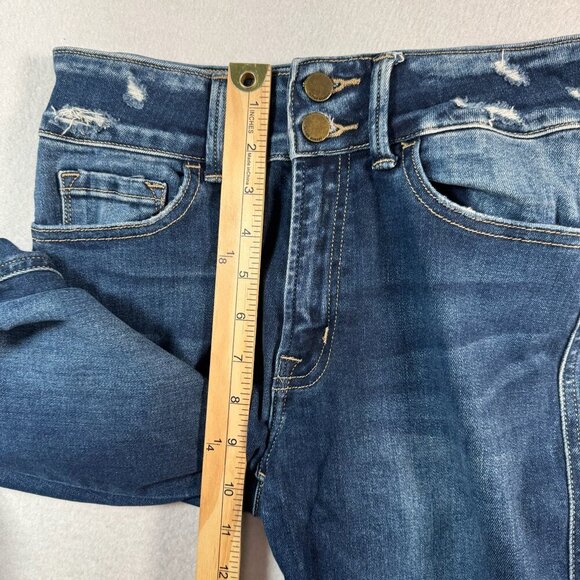 Flying Monkey Jeans Womens 26 Blue Skinny Mid Rise Dark Wash Stretch Distressed - Picture 9 of 11